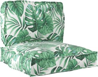 vidaXL Pallet Cushion Set Floral 2 pcs Leaf pattern 70 x 70 x 12 cm vidaXL