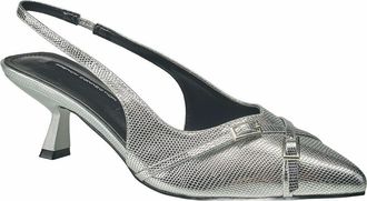 French Connection Buckles Slingback Kitten Heel in Silver at Nordstrom, Size 7