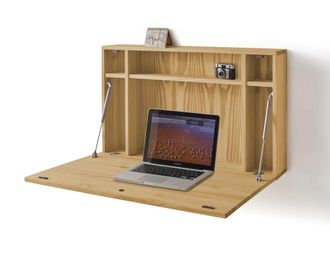 HOGAR 24 Escritorio flotante madera puerta abatible, encerado