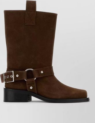 Ganni suede studded biker boots