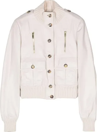 Gucci 2000s leather jacket - women - Leather/Cupro/Cotton - 38 - White