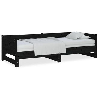 Berkfield Home Pull-out Day Bed Black Solid Wood Pine 2x(90x200) cm