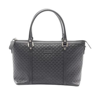 Gucci Pre-owned Handbags, female, Black, Size: ONE SIZE Pre-owned Interlocking G Microguccissima Leather Handbag