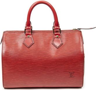 Louis Vuitton Pre-owned Womens Speedy Black Stitching 25 Handbag - Red - One Size