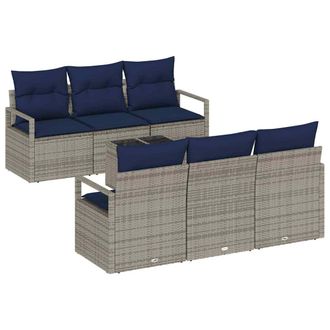 vidaXL Juego De Sof&aacute; 7 Uds. 6-n&uacute;mero De Plazas Gris Y Marino Vidaxl