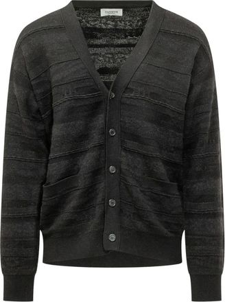 Laneus Cardigan in Jacquard Leggero - - Knitwear - Uomo - Nero - S