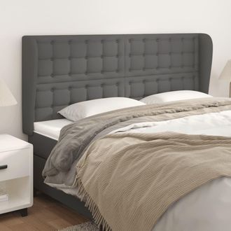 vidaXL Cabecero Con Orejas Cuero Sint&eacute;tico Gris 163x23x118/128cm Vidaxl