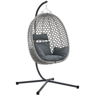 vidaXL Silla Huevo Colgante Manual Antracita Y Gris 104 X 100 X 191 Cm Vidaxl