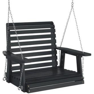 vidaXL Silla Columpio Jard&iacute;n Con Cadenas De Metal Madera Abeto Negro Vidaxl