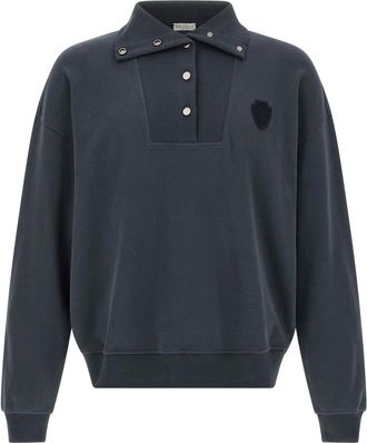 Brunello Cucinelli Sudadera con Logo de Algod&oacute;n - Sweatshirts & Hoodies - Mujer - Azul - XS