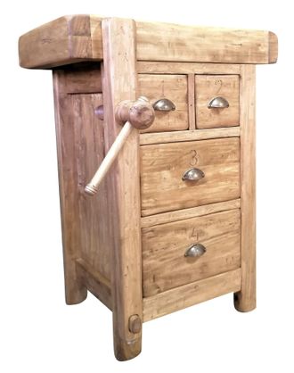 Biscottini International Biscottini - Tavolo Alto Lavoro 82x57x64 Cm Made In Italy Isola Cucina Piano Lavoro Legno Massello Bancone Cucina Piano Lavoro Cucina Legno