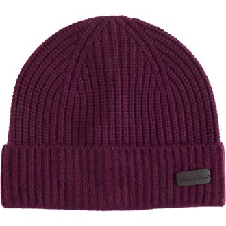 Brooks Brothers Pure Cashmere Rib Cuffed Beanie in Bordeaux at Nordstrom