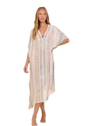Vintage Havana Strip Kaftan Coverup In Neutral