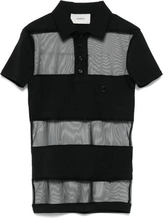 Coperni Gestreepte Sheer Polo Top - Dames - Polos - Zwart - L - Katoen - Tops