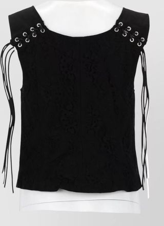 Our Legacy lace grommet fringe tailored sleeveless gilet