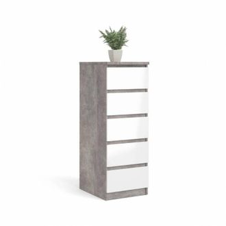 OEM C&oacute;moda De 5 Cajones En Hormig&oacute;n Blanco Cm 111 H