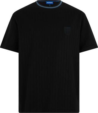 HUGO BOSS Gestreepte Katoenmix T-shirt - Heren - T-shirts - Zwart - S - Katoen - Tops