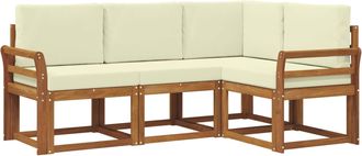 vidaXL Conjunto De Sof&aacute;s De Exterior 4 Uds. Natural Y Crema Vidaxl