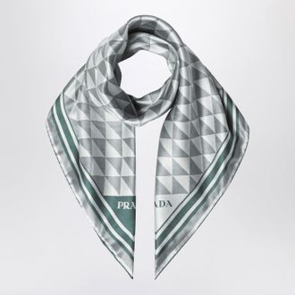 Prada Emerald printed silk twill scarf 90x90