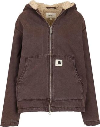 Carhartt Work in Progress Hooded Mitch Jacket - Dames - Vesten met rits - Bruin - L - Katoen - Hoodies & sweatvesten