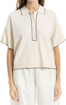Max Studio Boxy Polo Sweater in Ivory/Black at Nordstrom Rack, Size X-Large