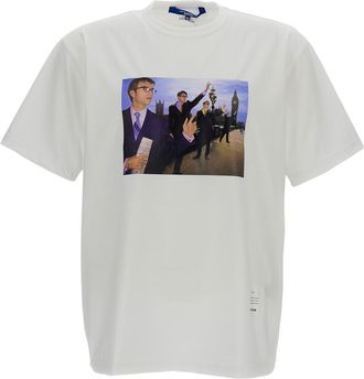 Junya Watanabe White Short Sleeve Printed Cotton T-Shirt