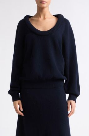 Lisa Yang Doria Padded Scoop Neck Cashmere Sweater in Navy at Nordstrom, Size 1
