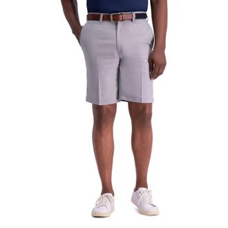 Haggar Mens Cool 18 Pro Straight Fit Flat Front 4-Way Stretch Expandable Waist Short Casual, Charcoal, 40