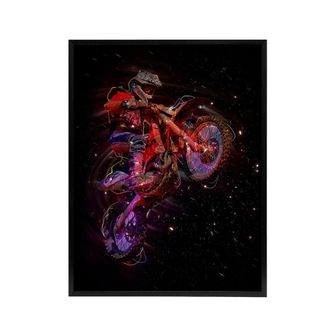Artery8 Electric Light Motocross Bike Framed Canvas Wall Art Print in Black | Size: W24 x H32