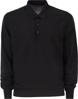 Kiton Polo Shirt met Lange Mouwen - Heren - Polos - Zwart - M - Tops