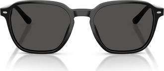 Brooks Brothers 53mm Irregular Sunglasses in Black /Dark Grey at Nordstrom