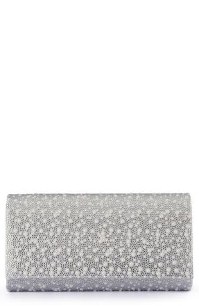 Olga Berg Dana Crystal & Faux Pearl Clutch in Pearl Silver at Nordstrom