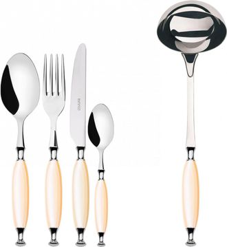 Bugatti Country Ghiera Cromata, Posate Set 49 Pz, Scatola Legno Weng&egrave;, Casa Bugatti - Colore: Avorio