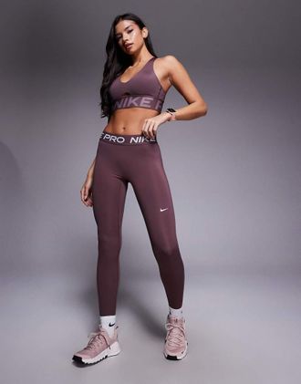 Nike Nike - Pro Training Dri-FIT 365 - Leggings a vita medio alta viola scuro-Marrone