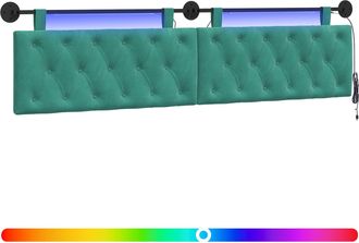 vidaXL Cabecero Colgante Con Luz Led Tuquesa Terciopelo Vidaxl