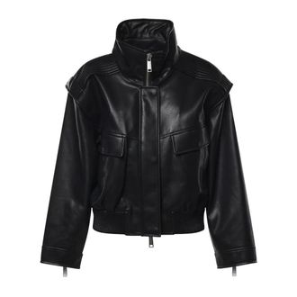 Self Portrait Leather Jackets - Jackets - Mujer - Negro - XS