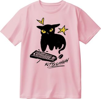 Generic Caseoh Kittyuh Cotton T-Shirt Short Sleeve Round Neck Women Men Casual Streetwear Tee (Pink,XXL)