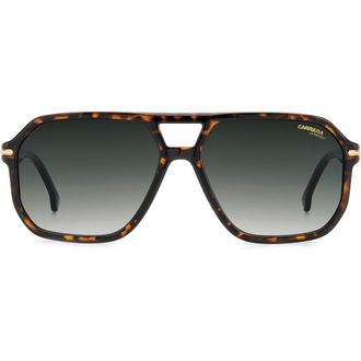 Carrera 59mm Rectangular Sunglasses in Havana/green Shaded at Nordstrom