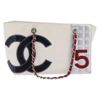 Chanel Pre-owned Tote Bags, female, White, Size: ONE SIZE Pre-owned Vintage Canvas Tote Bag