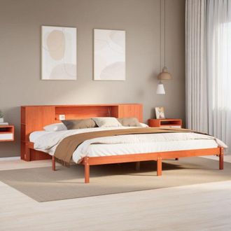 vidaXL Cama Con Estanter&iacute;a Sin Colch&oacute;n Madera Maciza Marr&oacute;n 180x200cm Vidaxl