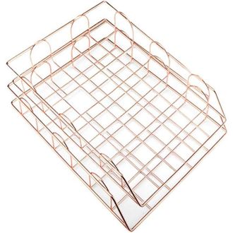 OEM Bandejas Met&aacute;licas Apilables Para Correo, Organizadores De Escritorio, Bandejas Para Archivar Documentos, Almacenamiento De Documentos, Oro Rosa - Cre