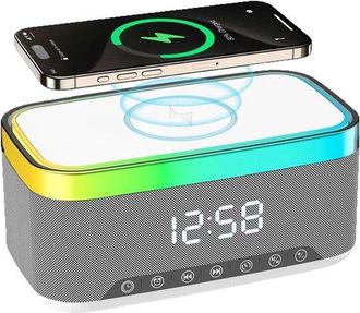 OEM Reloj Despertador Digital, Radio Reloj, Digital Con Altavoz Bluetooth, 6 Colores, 15 W, Cargador Inal&aacute;mbrico Compatible Con Iphone Y Samsung