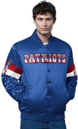 Starter Mens Starter Royal New England Patriots Triple Option Satin Varsity Vintage Logo Full-Snap Jacket at Nordstrom, Size Xx-Large