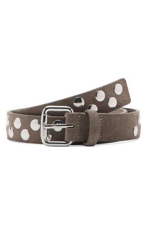 Mango Studded Suede Belt in Medium Brown at Nordstrom, Size Small
