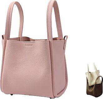 Generic Womens Fashion Small Bucket Bag Leather, Classic Design Luxury Elegant Soft Tote Shoulder Hobo Handbag Barrel Purse (Pink)