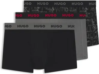 HUGO BOSS Three-pack of stretch-cotton trunks with logo waistband
