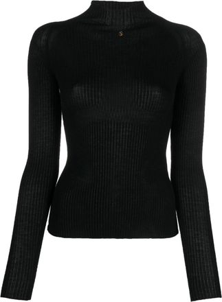 Bally logo-plaque high-neck jumper - women - Cashmere/Silk - 38 - Black