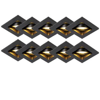 QAZQA Set de 10 focos empotrables negros wifi gu10