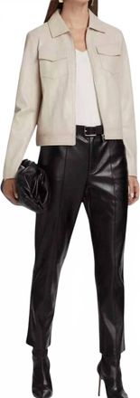 Elie Tahari Vegan Leather Long Sleeve Jacket In Zinc