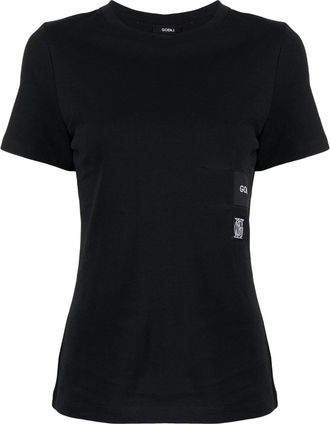 GOEN.J logo-print cotton T-Shirt - women - Cotton - M - Black